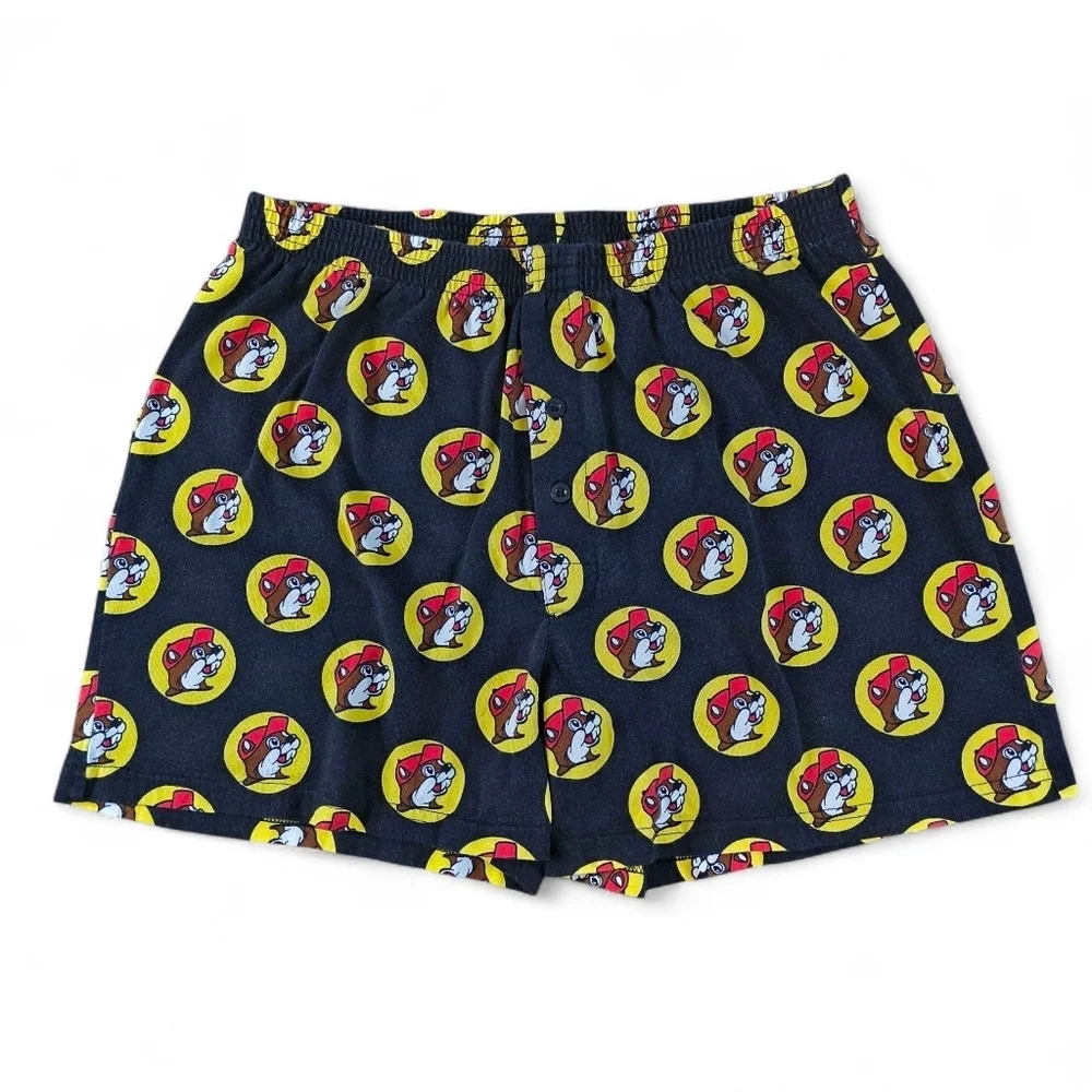 Buc-ee’s Beaver Logo Boxer Shorts Men’s Large Black Cotton Lounge Sleepwear